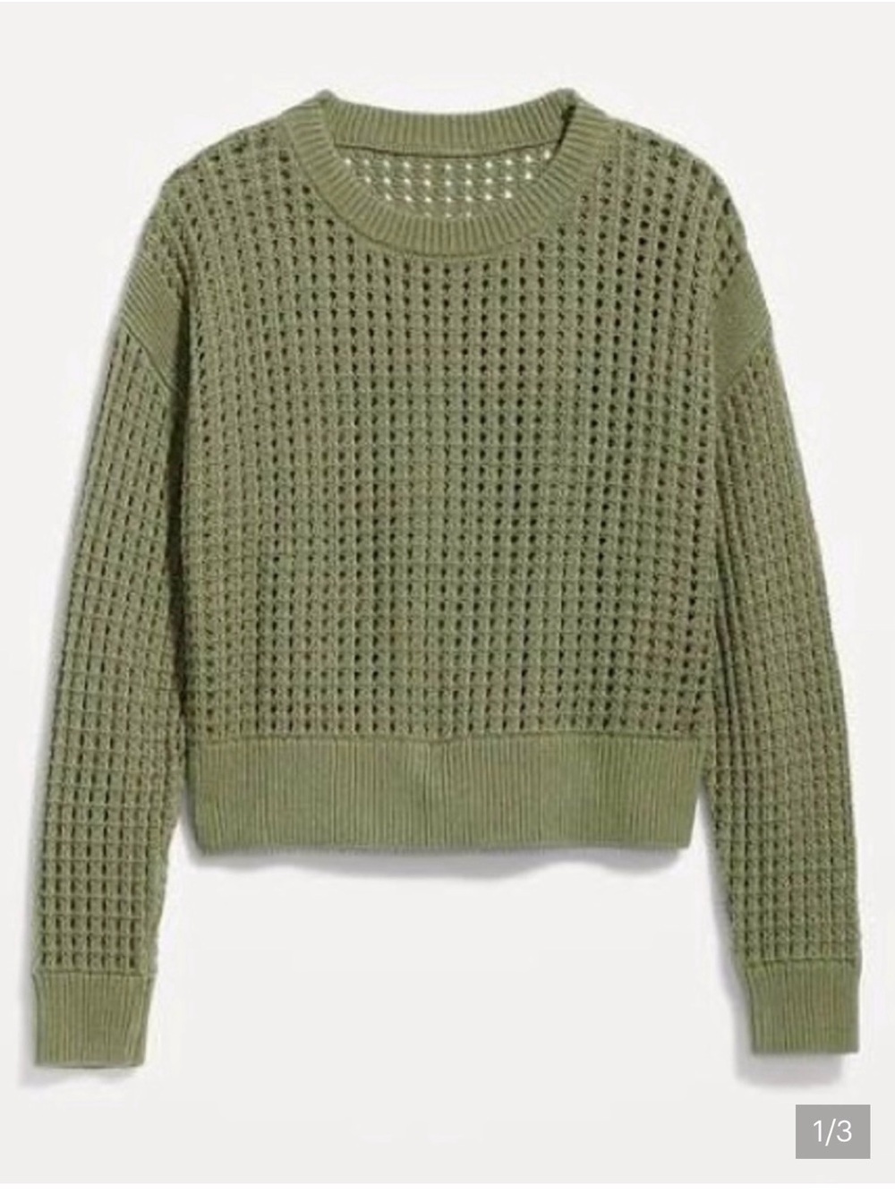 Old Navy Olive Open-Weave Crewneck Sweater